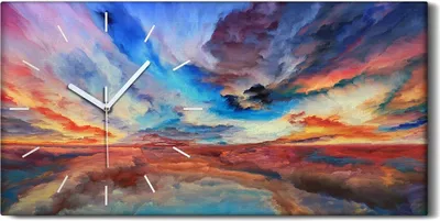 Produktbild von Wandbild Leinwand Bilder Wanduhr Geräuschlos 60x30 Abstrakte Kunst Wolken - weiße Hände