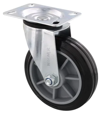 Produktbild von WAGNER Soft-Lenkrolle/Möbelrolle Ø 125 mm, Transportrolle mit Rollenlager, Stahl, schwarz, Tragkraft 100 kg - 04152501