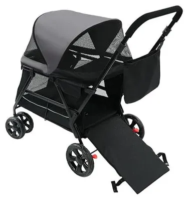 Imagen del producto de Carrito para perros plegable, con capacidad para hasta 30 kg, dimensiones 67x98x121 cm