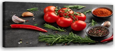 Produktbild von Leinwandbild Tomaten Gewürze für die Küche 90x30 Feeby Bunt bild für die wand bereit zum aufhängen