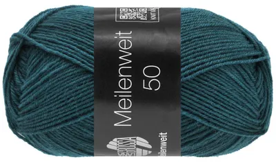 Produktbild von Lana Grossa MEILENWEIT 50 g UNI 4-fach Sockenwolle mit 80 % Schurwolle 210 m Farbe 1408 - Dunkelpetrol