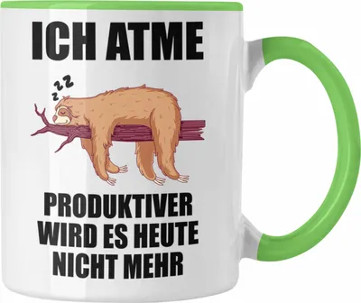 Produktbild von Trendation - Lustiger Faultier Spruch Tasse Faultier Mitarbeiter Arbeitskollge Geschenk (Grün)