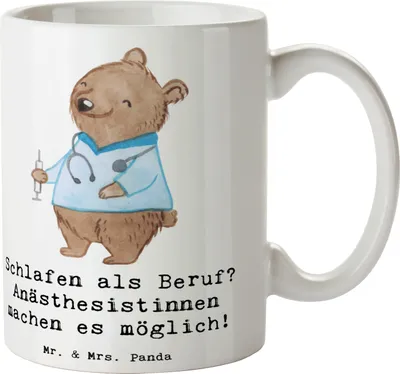 Produktbild von Mr. & Mrs. Panda Becher Anästhesistin Freude - Weiß - Geschenk, Anästhesistinnen, Narkose, Pott, Anästhesie, Kaffeebecher, Operationserfolg, Berufsgestaltung, Tasse