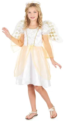 Produktbild von Bezauberndes Engelskostüm für Mädchen weiss-gold S 4-6 Jahre (110-120 cm)