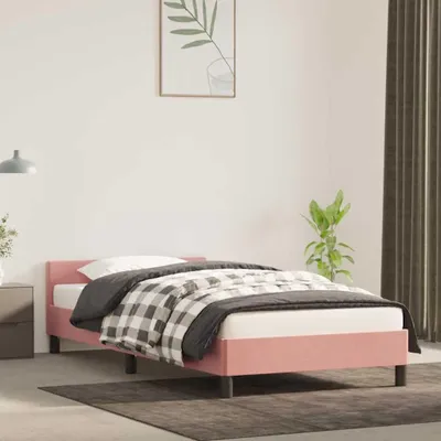 Obrázok produktu pre vidaXL Rám postele s čelom bez matraca Ružová 90x200 cm zamat