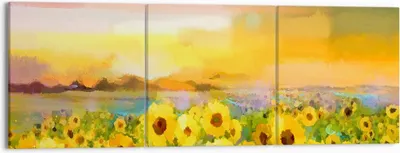 Produktbild von Bild auf Leinwand - Leinwandbild - Sonnenblumen Blume - 150x50cm - Wand Bild - Wanddeko - Leinwanddruck - Bilder - Kunstdruck - Wanddekoration - Leinwand bilder - Wandkunst - CA150x50-3775