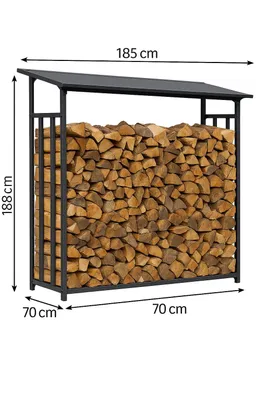 Produktbild von qteck XXL Metall Kaminholzregal Anthrazit 185 x 70 x 185 cm Garten Kaminholz