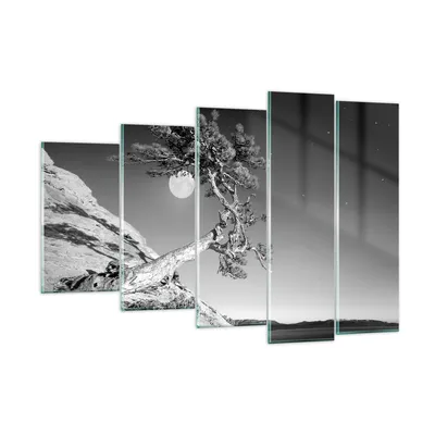 Produktbild von Bilder auf glas - 5 Teile - Voll der Mond Baum - 150x100cm - Glasbilder - Wandbilder - Bilder - zum Aufhängen bereit - Wanddekoration aus Glas - Glas Bilder - Wandbild auf Glas - GEG150x100-4689