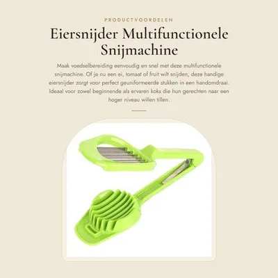 Productafbeelding van Eiersnijder multifunctioneel - Groentesnijder - Tomatensnijder - Paddenstoelsnijder - Keukenaccessoire - Roestvrijstalen messen