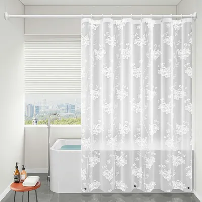 Produktbild von Famanu Duschvorhang mit Blumen - Wasserabweisend und Schimmelresistent - 120 x 200 cm