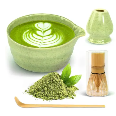 Produktbild von Matcha Set, Japanische Teezeremonie Matcha Schale, Matcha-Schaufel, Matcha Besen, Bambus Matcha Werkzeuge, für Matcha-Liebhaber