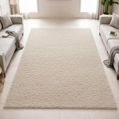 Produktbild von Moderner Hochflor Teppich in Creme-Beige – stilvolles Design und angenehme Haptik Größe - 200 x 290 cm