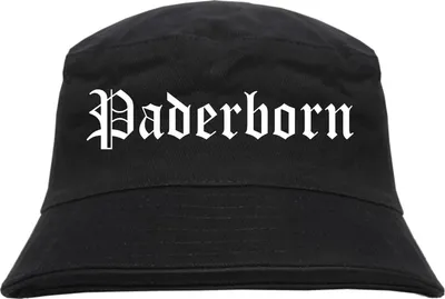 Produktbild von Paderborn Fischerhut - Altdeutsch - bedruckt - Bucket Hat Anglerhut Hut L/XL Schwarz