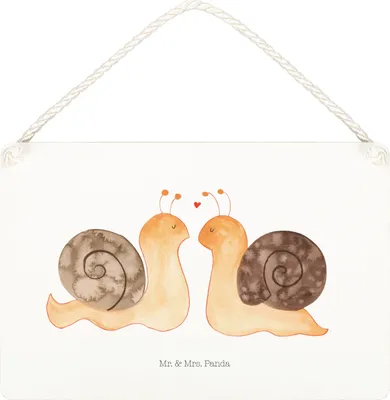 Produktbild von Mr. & Mrs. Panda Schild Schnecken Liebe DIN A5 - Transparent - Geschenk, holzbild, Freundin, Deko Wandbild, hängeschild, Zufrieden, glücklich, Holz, wandtafel, Pärchen