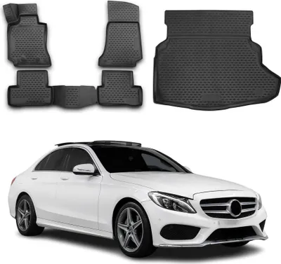 Immagine prodotto di Set di tappetini e rivestimenti per il bagagliaio per Mercedes Classe C W205 2014-2021 TPE nero