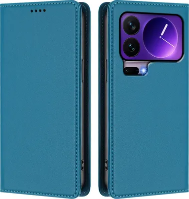 Immagine prodotto di Custodia in pelle per Xiaomi 17 Pro, custodia a libro magnetica in Finto cuoio con supporto, blu lago