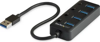 Immagine prodotto di StarTech.com Hub USB 3.0 a 4 porte - 4x USB-A con interruttori individuali On/Off - Distributore USB 3.0 mobile - Splitter USB 3.0 alimentato da bus - Hub - 4 x USB 3.1 Gen 1 - Desktop - per P/N: HB30C4AIB