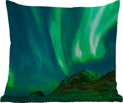 Produktbild von MuchoWow® Outdoor Kissen - Nordlichter - Sternenhimmel - Norwegen - 45x45 cm - Wetterfest - Lounge Kissen - Fotokissen - Dekoratives Kissen