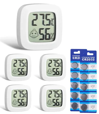 Produktbild von Raumthermometer, 5er-Pack, Hygrometer, Thermometer-Monitor mit Thermometer-Sensor, Mini-Digital-Thermometer für Gewächshaus, Heimbüro
