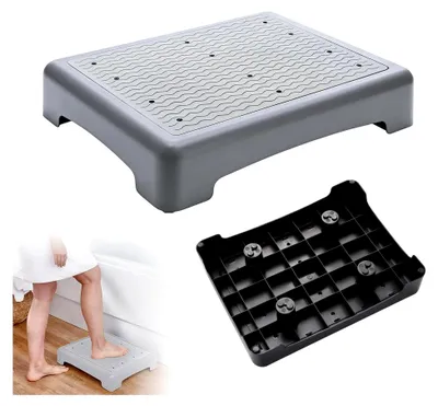 Produktbild von Trittstufe für Innen- und Außenbereich, 44 x 34 x 9,5 cm, tragbarer Hocker bis 200 kg, Einstiegshilfe für Dusche, rutschfest, Halbstufe für Senioren, Auto, Outdoor (Grau)