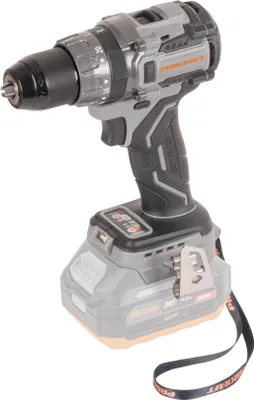 A cordless drill with a battery attached, shown against a white background.