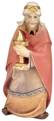 Krippenfigur König Melchior, Holz handbemalt, 8 cm