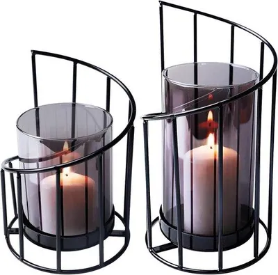 Produktbild von Metallische Windlichter-Sets mit Glaszylindern für Kerzen