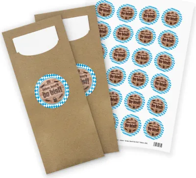 Produktbild von itenga 24x Bestecktaschen + Stickerbogen "Schee dass d do bist!" (Motiv 200)