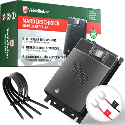 Produktbild von Veddelholzer Marderschreck Auto-hochwirksame Autobatteriebetriebene Marderabwehr im Ultraschall Frequenzbereich-Automatischer Marderschutz Motoraum passend für alle Modelle-Autozubehör Marder Abwehr