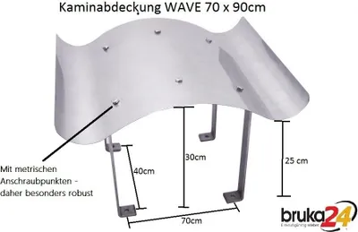 Produktbild von Massive Schornsteinabdeckung 70 x 90 cm Edelstahl Kaminhaube Kaminabdeckung Kaminblech Kamin