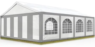 Produktbild von Hochwertiges Partyzelt 5x8 m Pavillon Zelt ca. PE Plane 450 N Gartenzelt Festzelt Bierzelt Wasserdicht grau-weiß