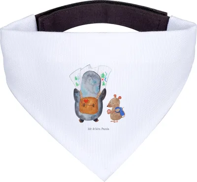 Produktbild von Mr. & Mrs. Panda Tuch Pinguin & Maus Wanderer - Weiß - Geschenk, Wandern, Hunde Halstuch, Abenteuer, Hund, Für, Roadtrip
