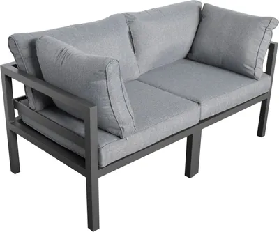 Produktbild von Gartenmöbel Gartensofa Outdoor Sofa RHODOS 2 x Endsofa (74 x 74 x 64 cm) anthrazit mit Kissen Garten Terrasse Balkon Wetterbeständig UV-beständig