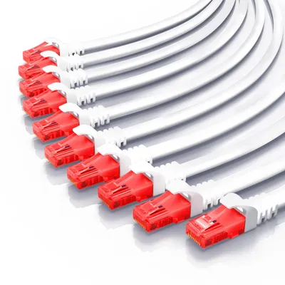 Imagen del producto de Cable de red Ethernet Gigabit Cat 6 (CSL), 10 unidades - Multiestructurado - UTP Gigabit - 1000 Mbit/s - Cable de conexión - Cable de red - 0,5 metros