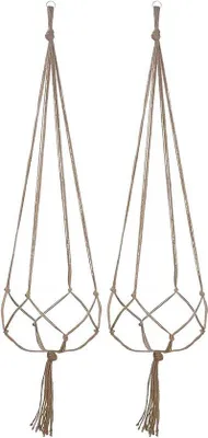 Productafbeelding van Set van 2 Hangende Plantenbakken - Macramé Plantenhangers voor Binnen en Buiten Decoratie