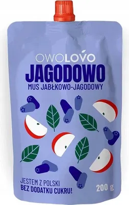 Obrázek produktu pro Owolovo Ovocné pyré bez přidaného cukru - jablko, borůvka (200g), 101628