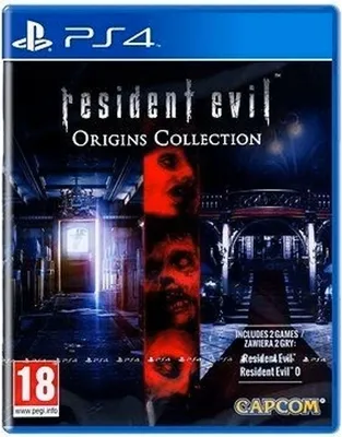 The image shows the front cover of a video game case for the Resident Evil Origins Collection on PlayStation 4.