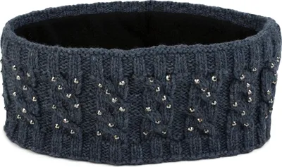 Produktbild von styleBREAKER Damen Stirnband mit Zopfmuster und Strass, weiches Fleece Innenfutter, Haarband, Headband 04026001