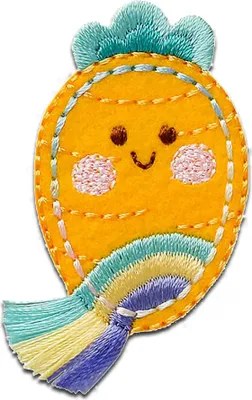 Obrázek produktu pro Mono-Quick Karrotte s třásněmi - záplata, nažehlovací záplata, nášivka, nášivky, k nažehlení, velikost: 5,3 x 3,4 cm