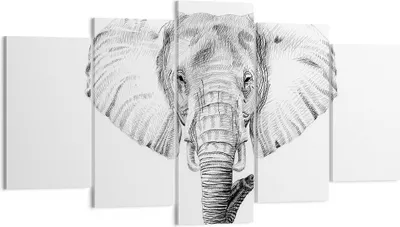 Produktbild von Bild auf Leinwand - Leinwandbild - Elefant Afrika Illustration Kinder - 160x85cm - Wand Bild - Wanddeko - Leinwanddruck - Bilder - Kunstdruck - Leinwand bilder - Wandkunst - EA160x85-3213
