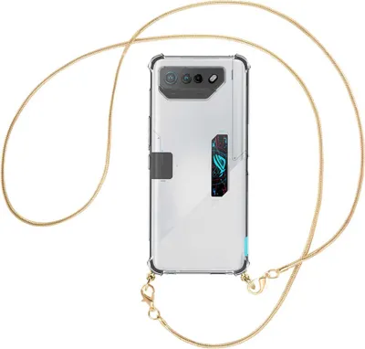 Produktbild von Handykette Backcover-Schutzhülle mit Band (Metall goldfarben) für Asus ROG Phone 7 Ultimate (6.78'') - goldfarbene Kette