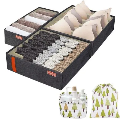 Image de Lot de 5 rangements pour vêtements de bébé, pliables, pour les sous-vêtements, les chaussettes et les vêtements de bébé