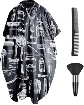 Zdjęcie produktu dla Zestaw fartuchów fryzjerskich Ibenzoa® wykonanych z nylonu – wodoodporne fartuchy do strzyżenia włosów, wymiary 115x145 cm, regulowany kołnierz, w zestawie szczotka do włosów i grzebień do stylizacji, idealne do salonów i użytku domowego