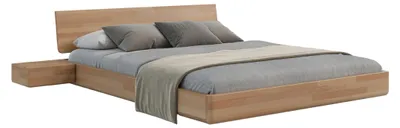 Produktbild von Schwebebett aus massivem Buchenholz Visby LENA mit Nachttischen, 200x200 cm, Farbe Natur
