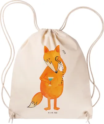 Produktbild von Mr. & Mrs. Panda Beutel Fuchs Lord - Transparent - Geschenk, Monokel, Spruch Lustig, Turnbeutel, sporttasche klein, Motivation, Schick, wander rucksack, Rucksackbeutel