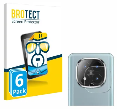 The image shows the packaging of a screen protector and a close-up of the product applied to a phone camera lens.