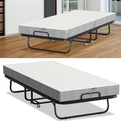 Immagine prodotto di Ikodm Letto pieghevole per ospiti con materasso 90x200 cm Letto pieghevole Letto singolo Materasso pieghevole Letto in metallo Lettino