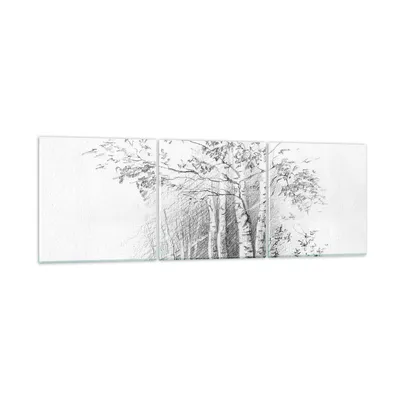 Produktbild von Bilder auf glas - 3 Teile - Skizze Wald Birke - 90x30cm - Glasbilder - Wandbilder - Bilder - zum Aufhängen bereit - Wanddekoration aus Glas - Glas Bilder - Wandbild auf Glas - GCA90x30-4280