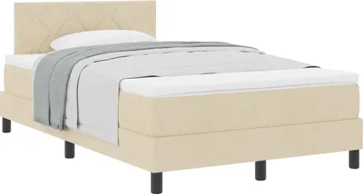 Produktbild von vidaXL Boxspringbett mit Kopfteil Creme 120 x 200 cm Stoff