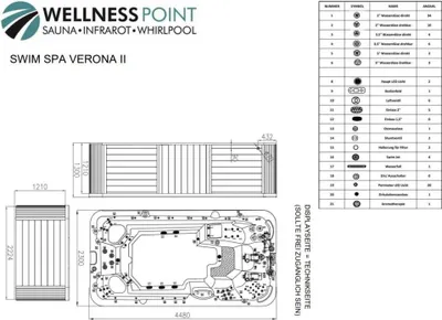 Produktbild von PureHaven Swim Spa 445x230x131 cm für bis zu 8 Personen UV-Wasseraufbereitung Doppelfilter-System verstellbarer Wasserfall 5100 L